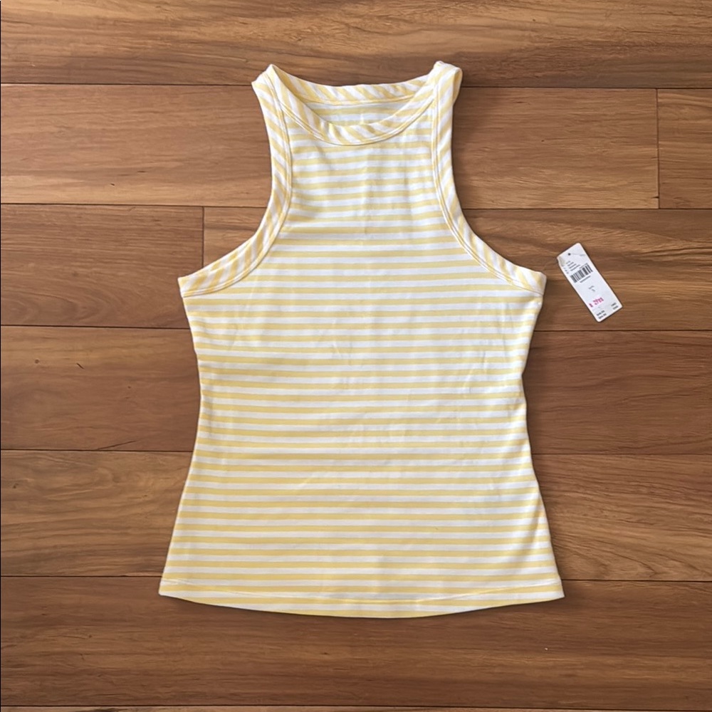 NWT Anthropologie Yellow and White Fitted Tank Top